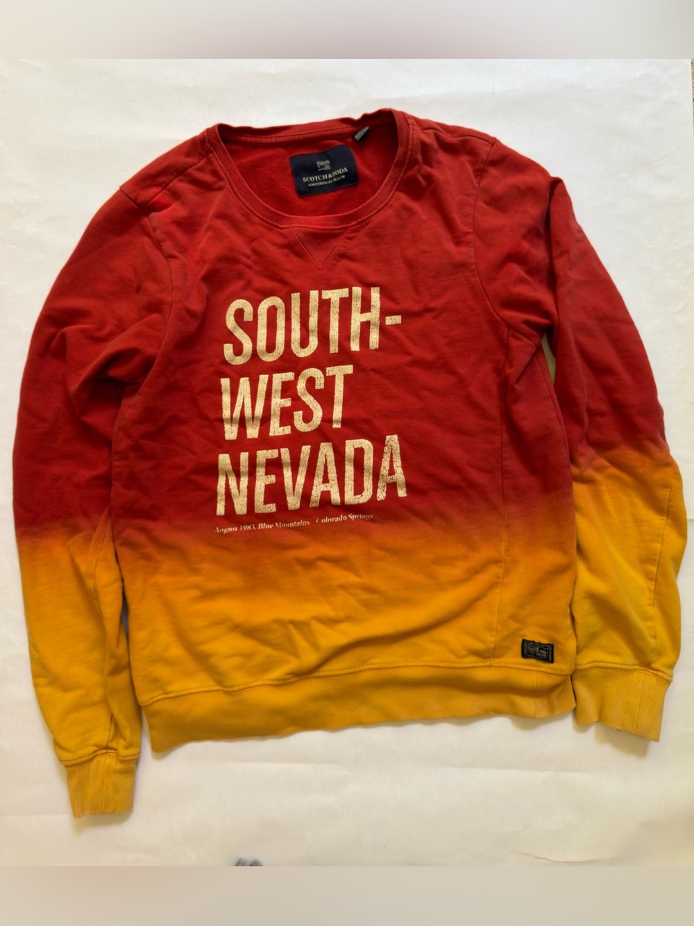 SCOTCH & SODA Gradient SWEATSHIRT Red Rush SOUTH WEST NEVADA Crew
Neck COTTON M